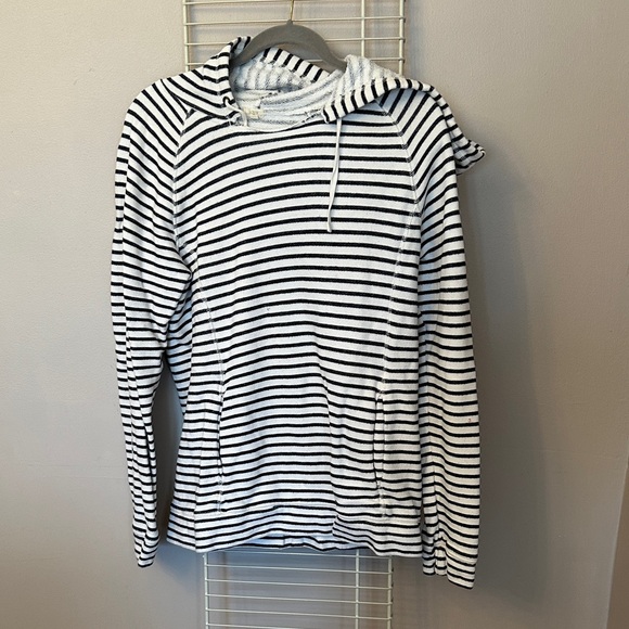 J. Crew Tops - J. Crew Black & White Striped Knit Hoodie